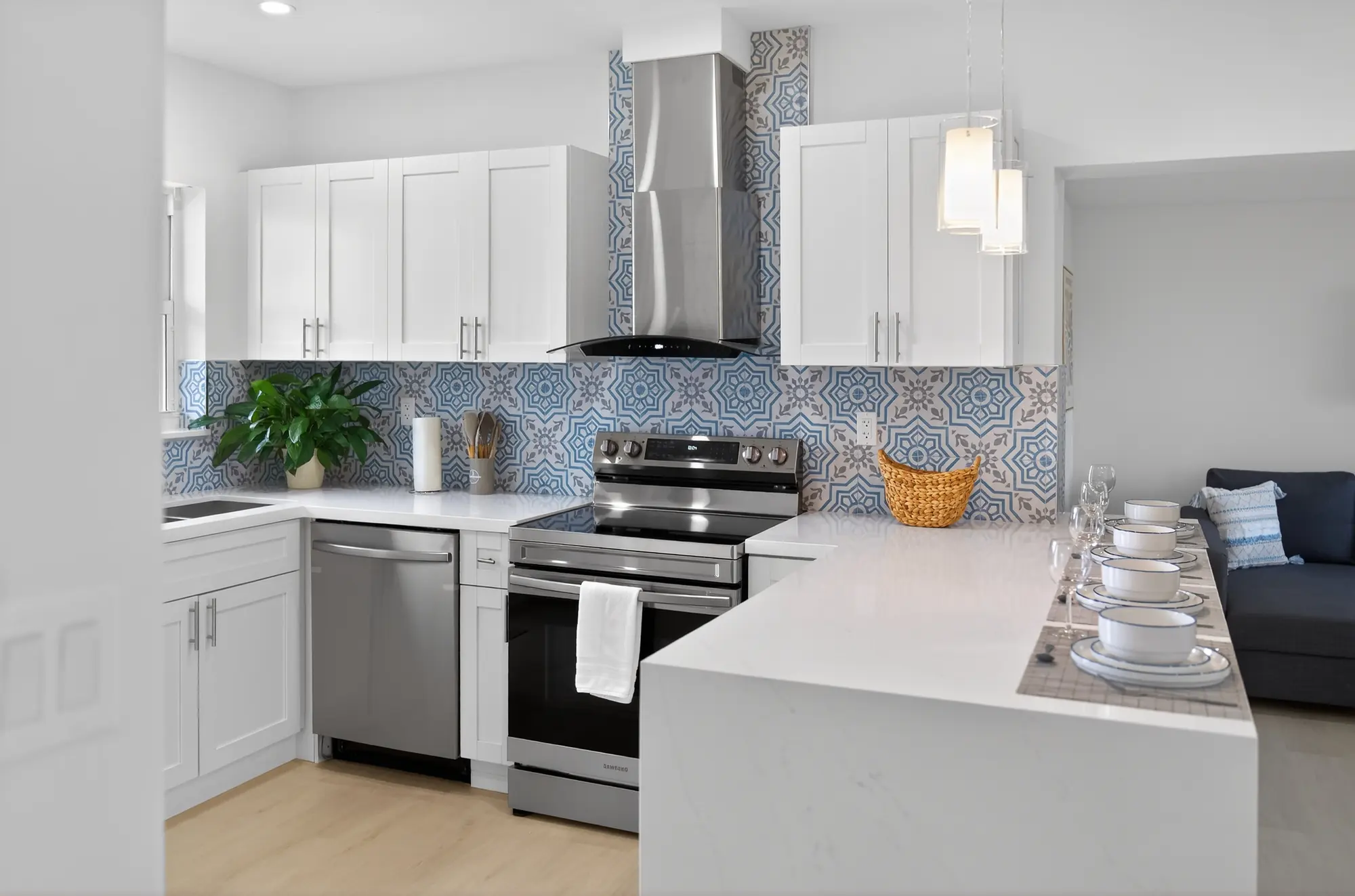 Staged kitchen photographed for a South Florida listing